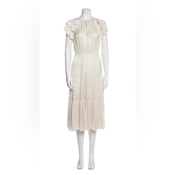 Ulla Johnson Dresses & Skirts - Ulla Johnson Cream Tiered Midi Dress with Ruffle Shoulders